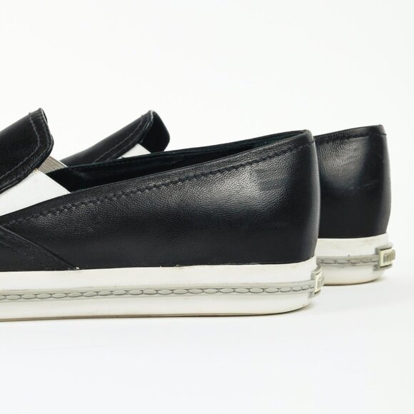 Miu Miu Black Metal-Cap-Toe Slip-On Sneakers - Picture 9 of 12